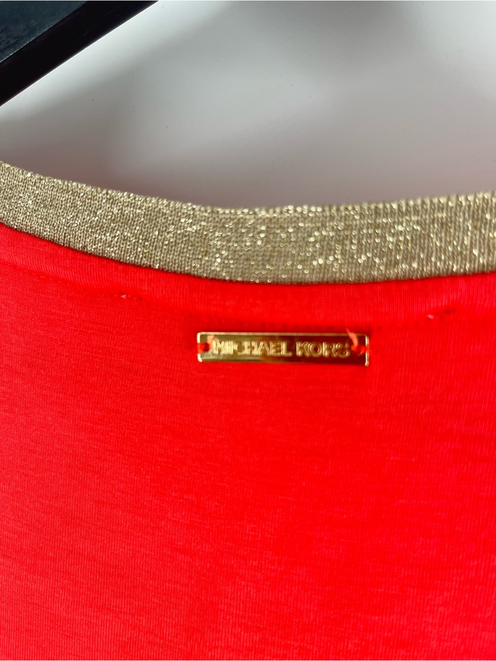 Michael Michael Kors Coral Maxi Dress Gold Trim Stretch Knit Medium - Picture 4 of 12